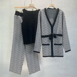 Autumn Winter Panelled Knitted Sets Fashion Long Sleeve