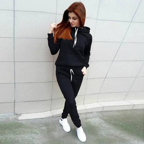 Autumn Women'S Fleece Tracksuit Pieces Set Pullover Hoodies+Pants