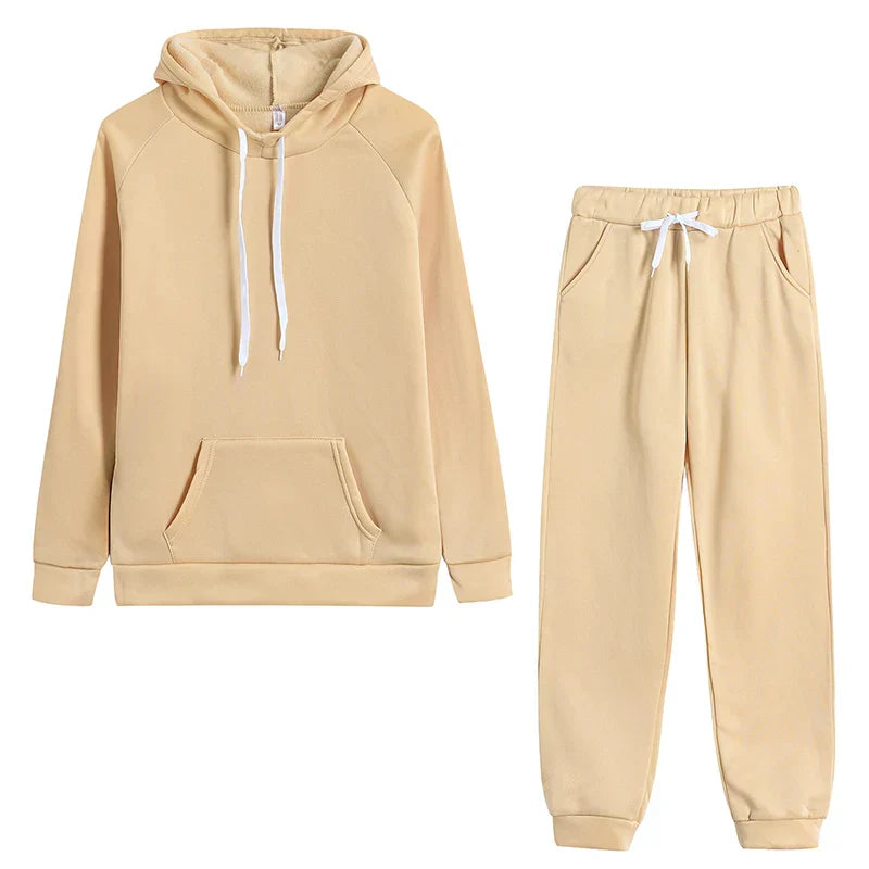 Autumn Women'S Fleece Tracksuit Pieces Set Pullover Hoodies+Pants