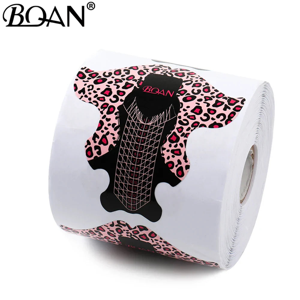 Bqan Leopard French Nail Form Tips Gold Nail