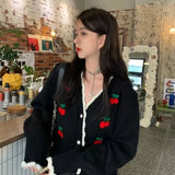 Biyaby Autumn Sweet Cherry Knit Cardigans Women Button