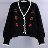 Biyaby Autumn Sweet Cherry Knit Cardigans Women Button