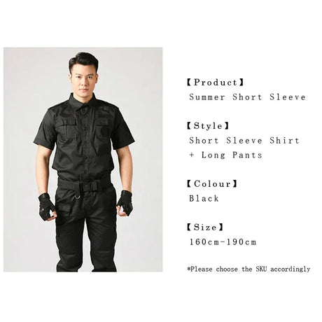 Black Uniform Tactical Clothing Security Guard Workshop Outdoor