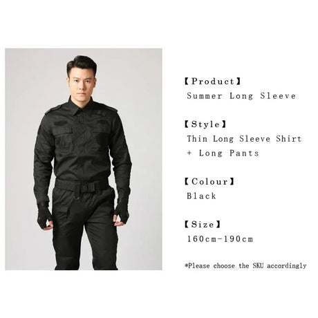 Black Uniform Tactical Clothing Security Guard Workshop Outdoor