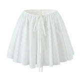 Boho Inspired White Gathered Mini Skirt Women Nex