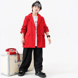 Boys Clothes Kpop Jazz Modern Dance Costume Red