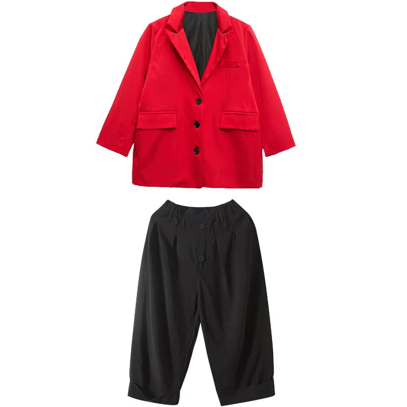 Boys Clothes Kpop Jazz Modern Dance Costume Red