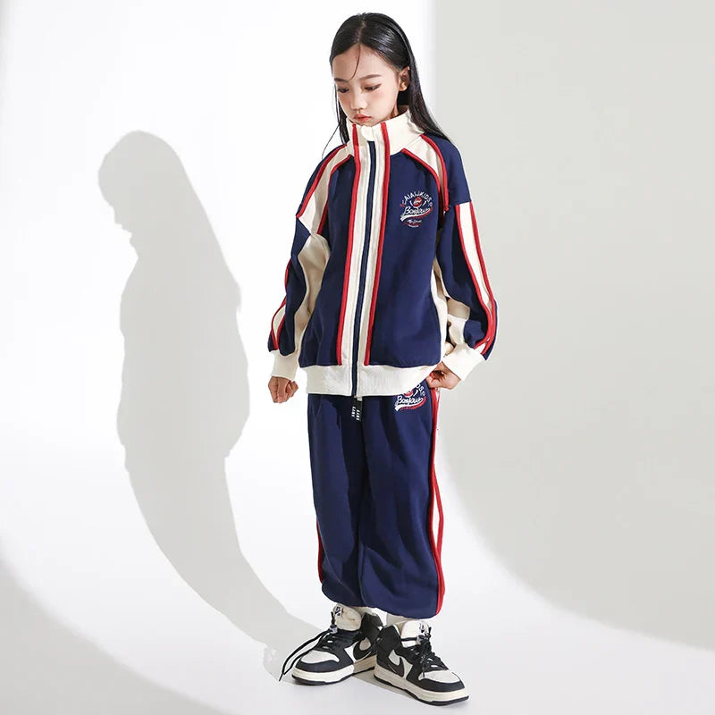 Boys Hip Hop Blue Coat Joggers Girls Sport