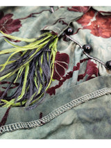 Cheerart Vintage Green Floral Bodycon Cheongsam Dress Long