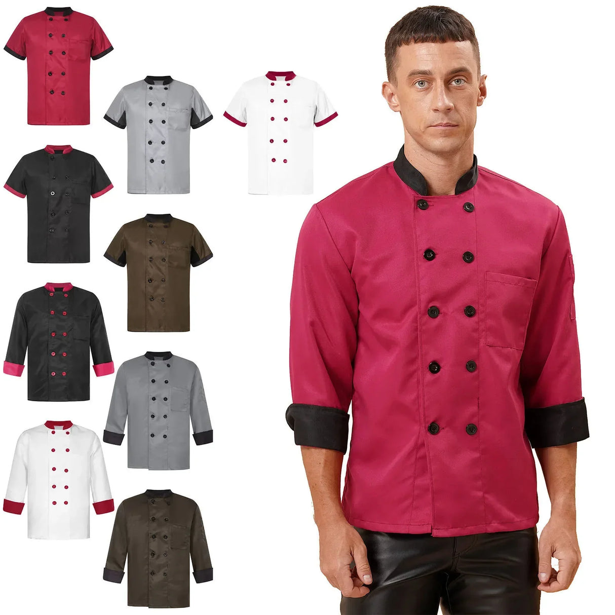 Chef' Unisex Work Uniform Mens Women Chef Shirt