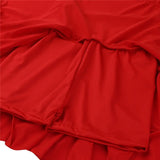 Chictry Women Black/Red High Waist Latin Dance Skirt