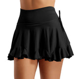 Chictry Women Black/Red High Waist Latin Dance Skirt