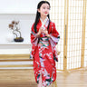 Children Girls Red Japanese Kimono Bathrobe Gown Print