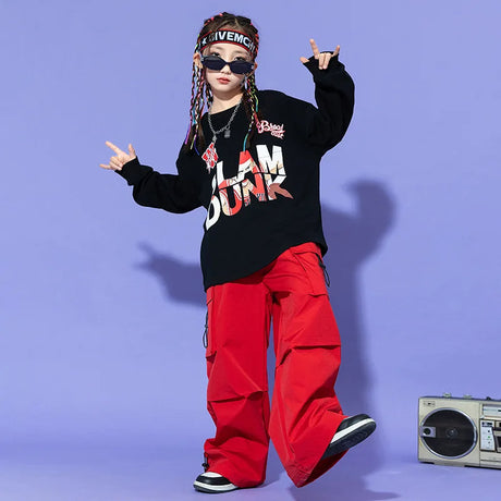 Children Hip-Hop Fashion Costume Girls Long Sleeves Tops