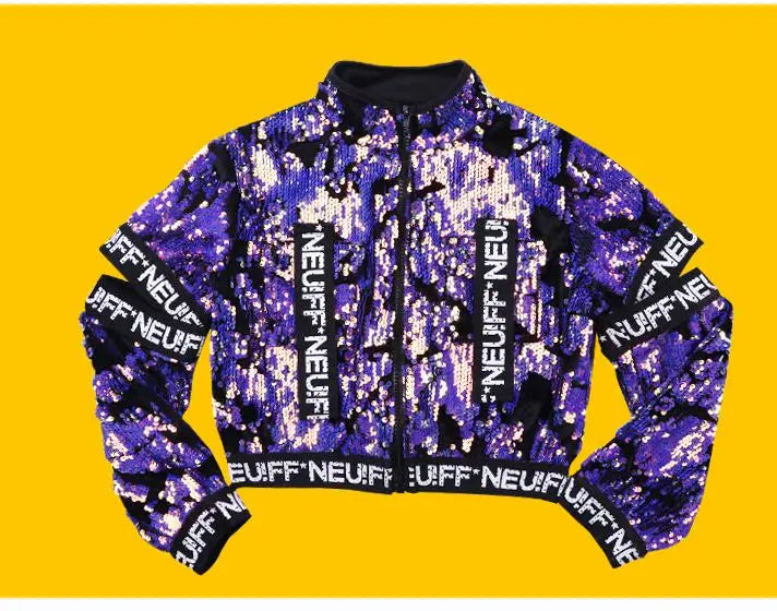 Children Jazz Dance Costumes Sequins Girls Street Dance