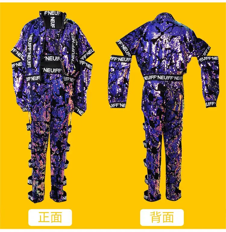 Children Jazz Dance Costumes Sequins Girls Street Dance