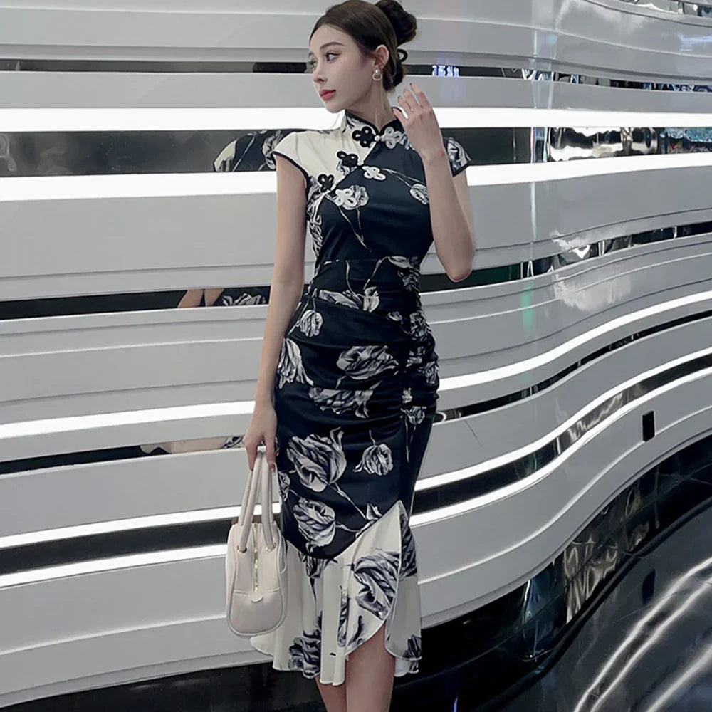 Chinese Dress Vintage Sexy Sleeveless Female Qipao Classic