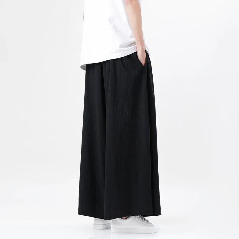 Chinese Style Harajuku Linen Cotton Linen Pants Man