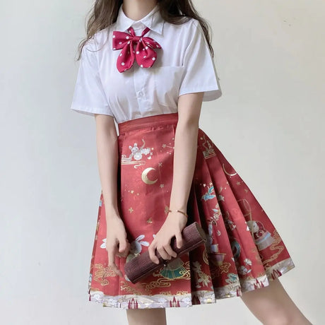 Chinese Traditional Hanfu Clothing Vintage Jk Suit Printing