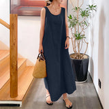 Cotton Linen Oversized Long Dress For Women Summer