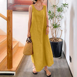 Cotton Linen Oversized Long Dress For Women Summer