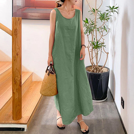 Cotton Linen Oversized Long Dress For Women Summer