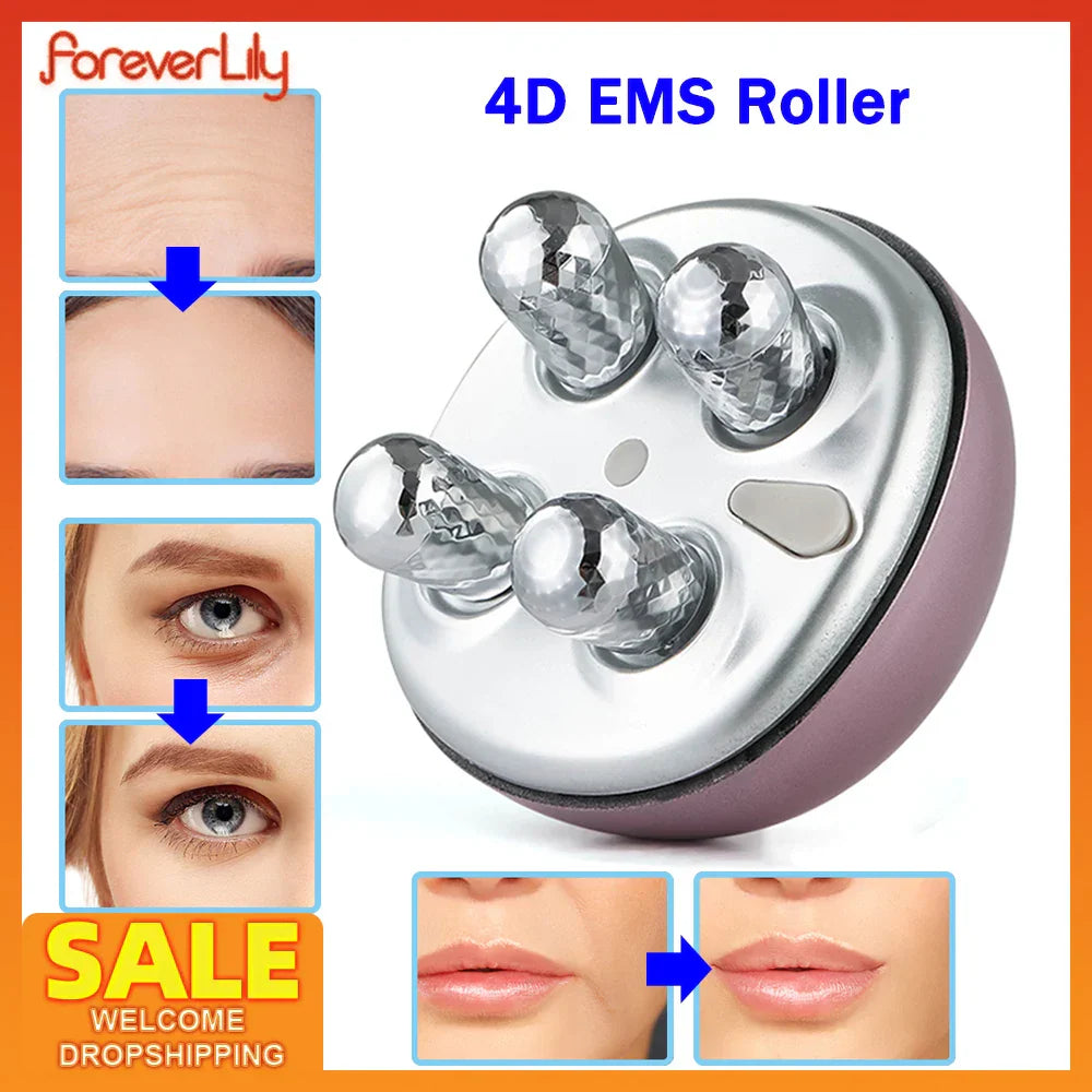 Ems Wirelss D Roller Face Lifting Massager Micro-Current