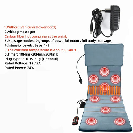 Electric Heating Back Waist Massager For Car Chair