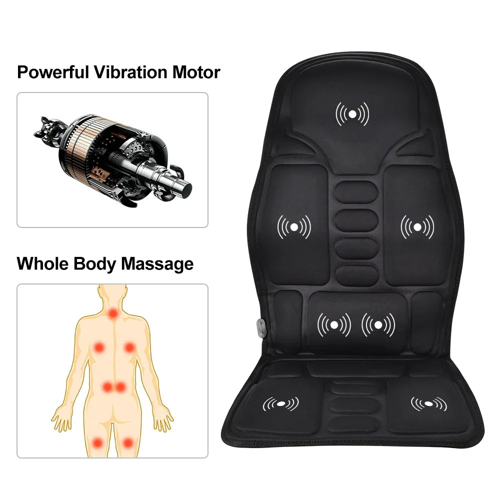 Electric Massage Chair Pad Heating Vibrating Back Massager