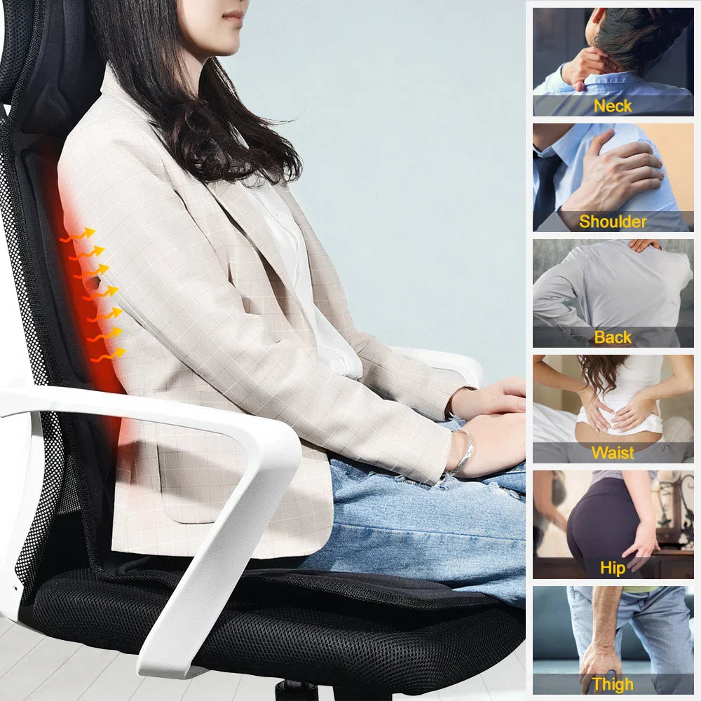 Electric Massage Chair Pad Heating Vibrating Back Massager