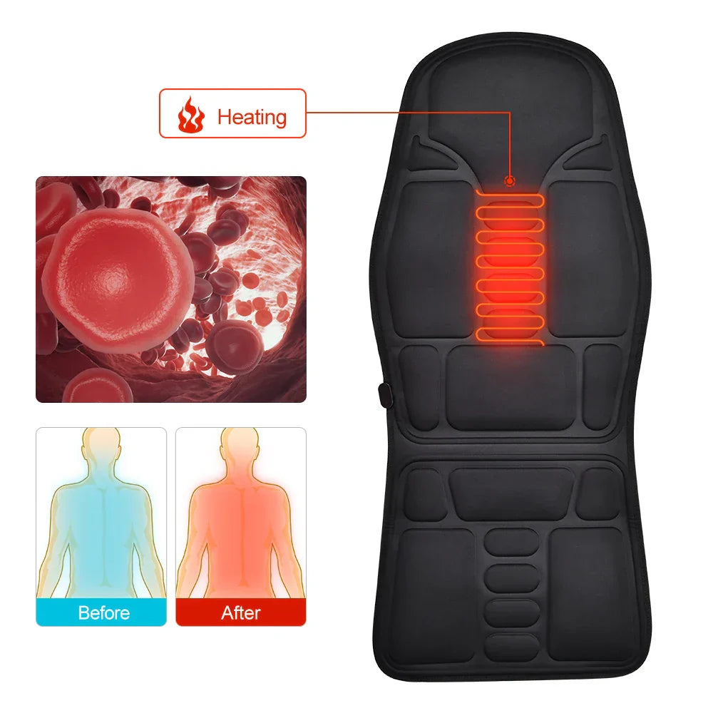 Electric Massage Chair Pad Heating Vibrating Back Massager