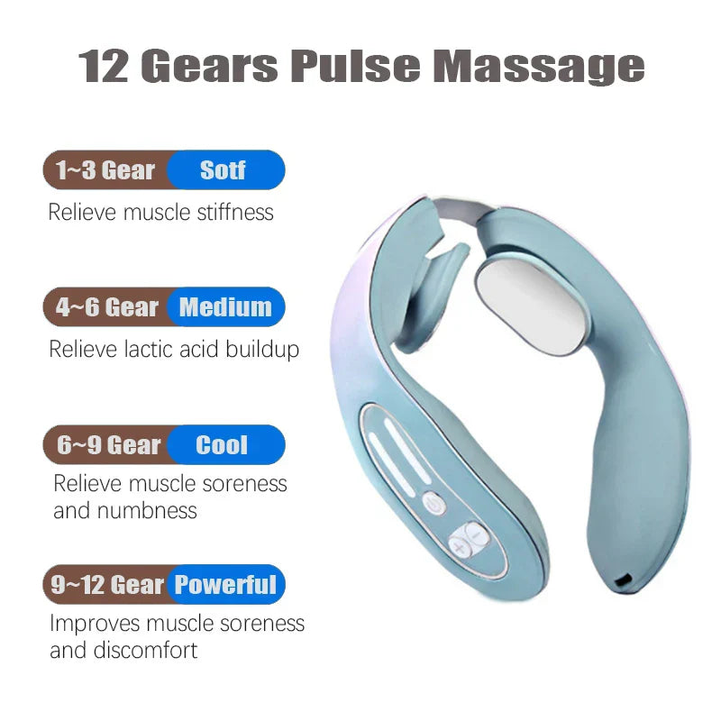 Electric Pulse Ems Portable Neck Massager Cervical Muscular