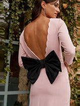 Elegant Backless Big Bow Midi Dress For Women