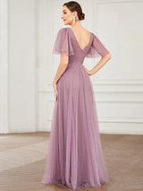 Elegant Evening Dress Long A-Line V Neck High