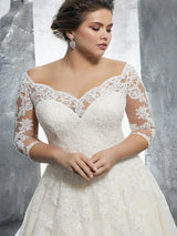 Elegant Lace Applique Wedding Dress For Women A-Line