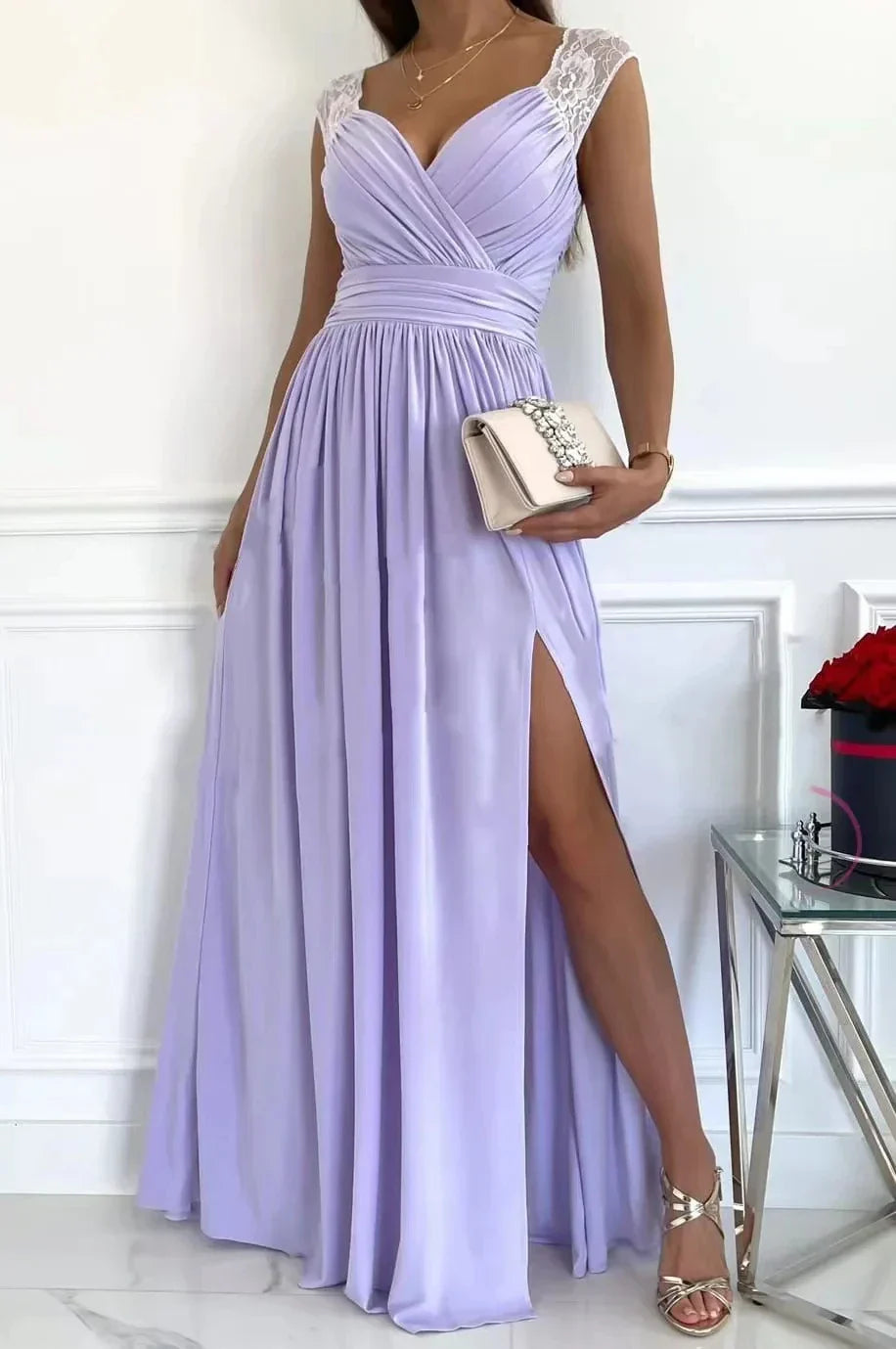 Elegant Long Wedding Bridesmaid Dress For Women Lady