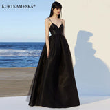 Elegant Spaghetti Strap Evening Guest Prom Long Party
