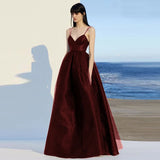 Elegant Spaghetti Strap Evening Guest Prom Long Party