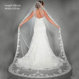 Elegant Wedding Accessories Appliques Tulle Long Cathedral Wedding