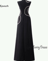 O-Neck Straight Women Sexy Black Cocktail Prom Gown