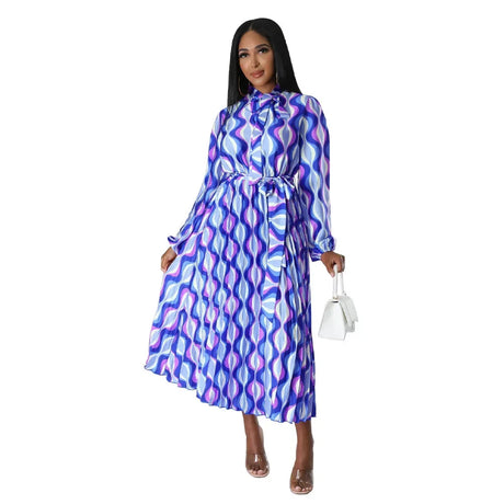 European And American Plus-Size Women Plus-Color Pleated Dress