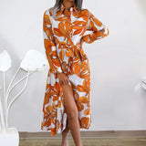 European And American Temperament Women Dress Contrast Color