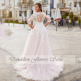 V Neck 3/4 Sleeves Bride Gowns