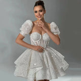 Fdhaolu Short Evening Dress Sweetheart A-Line Mini Wedding