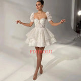 Fdhaolu Short Evening Dress Sweetheart A-Line Mini Wedding