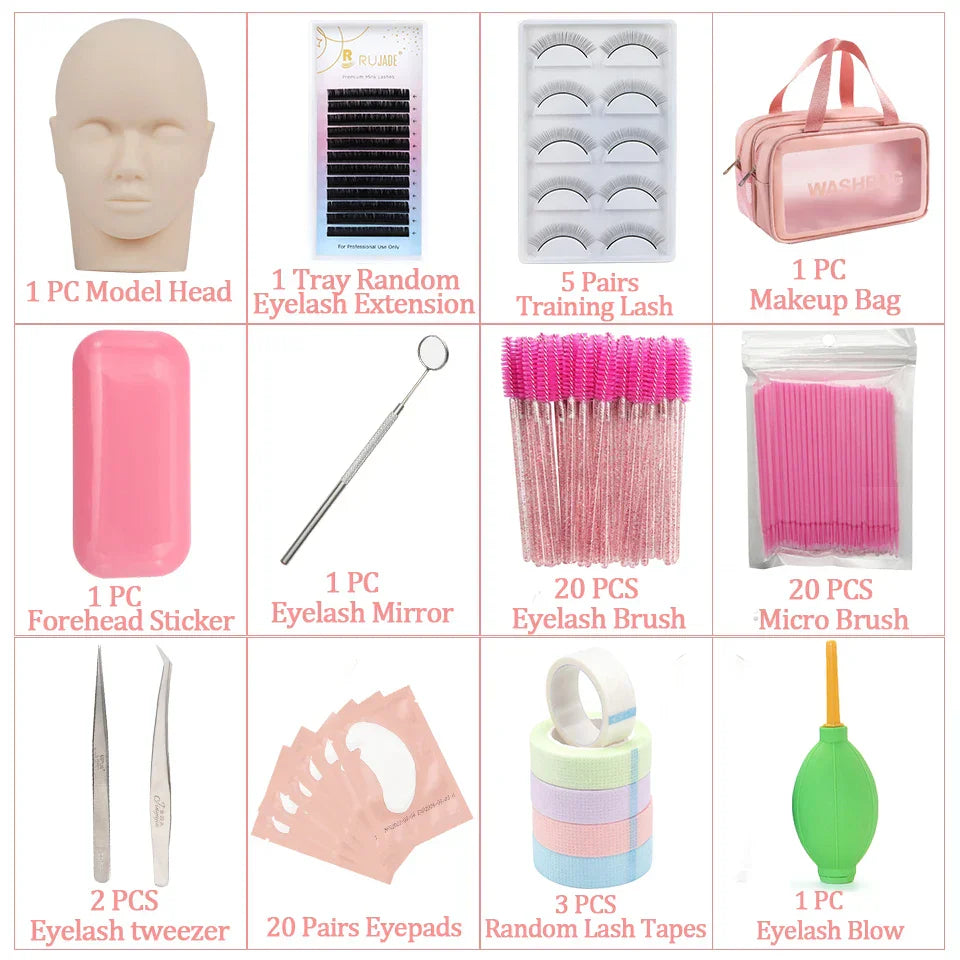 False Eyelash Extension Kit Beginner Mannequin Head