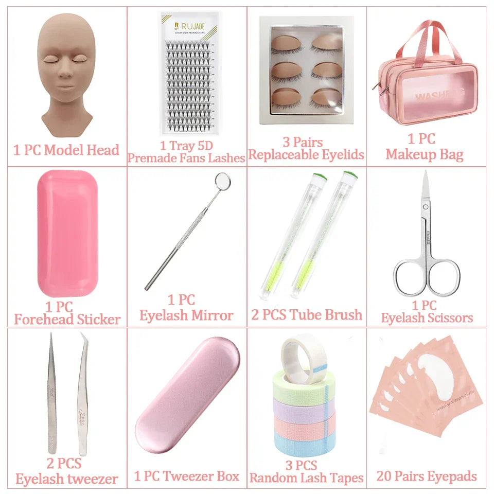 False Eyelash Extension Kit Beginner Mannequin Head