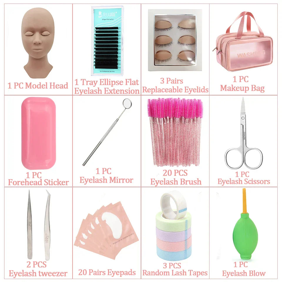 False Eyelash Extension Kit Beginner Mannequin Head