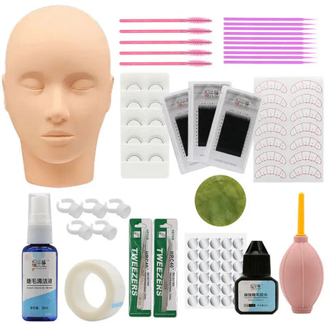 False Eyelash Extension Training Kit Practice Model Head