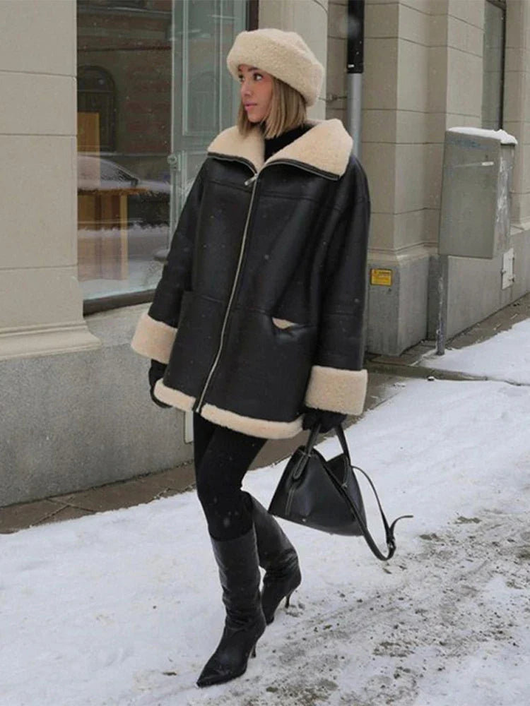 Fashion Autumn Faux Fur Coat Women Winter Long